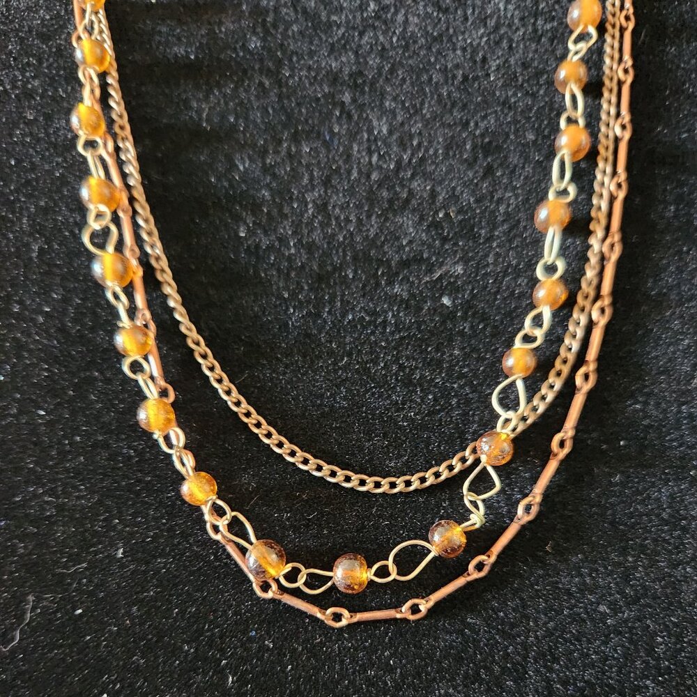 Elegant Bronze Multi-Strand Necklace